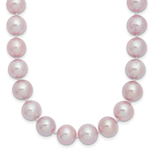 Sterling Silver Rhodium-plated 9-10mm Purple FWC Pearl Necklace