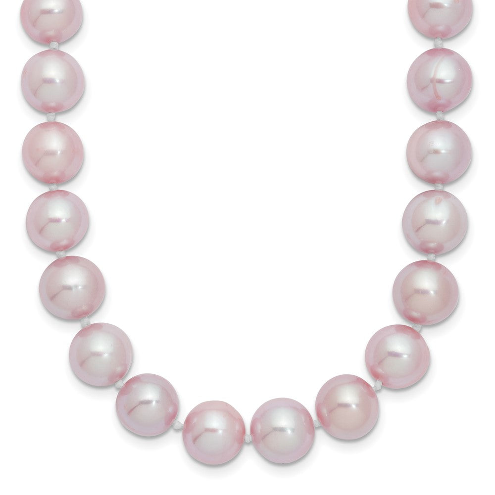 Sterling Silver Rhodium-plated 9-10mm Purple FWC Pearl Necklace
