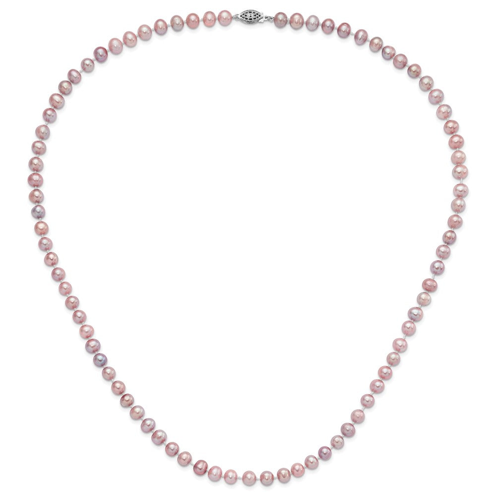 Sterling Silver Rh-plated 6-7mm Purple FW Cultured Pearl Necklace