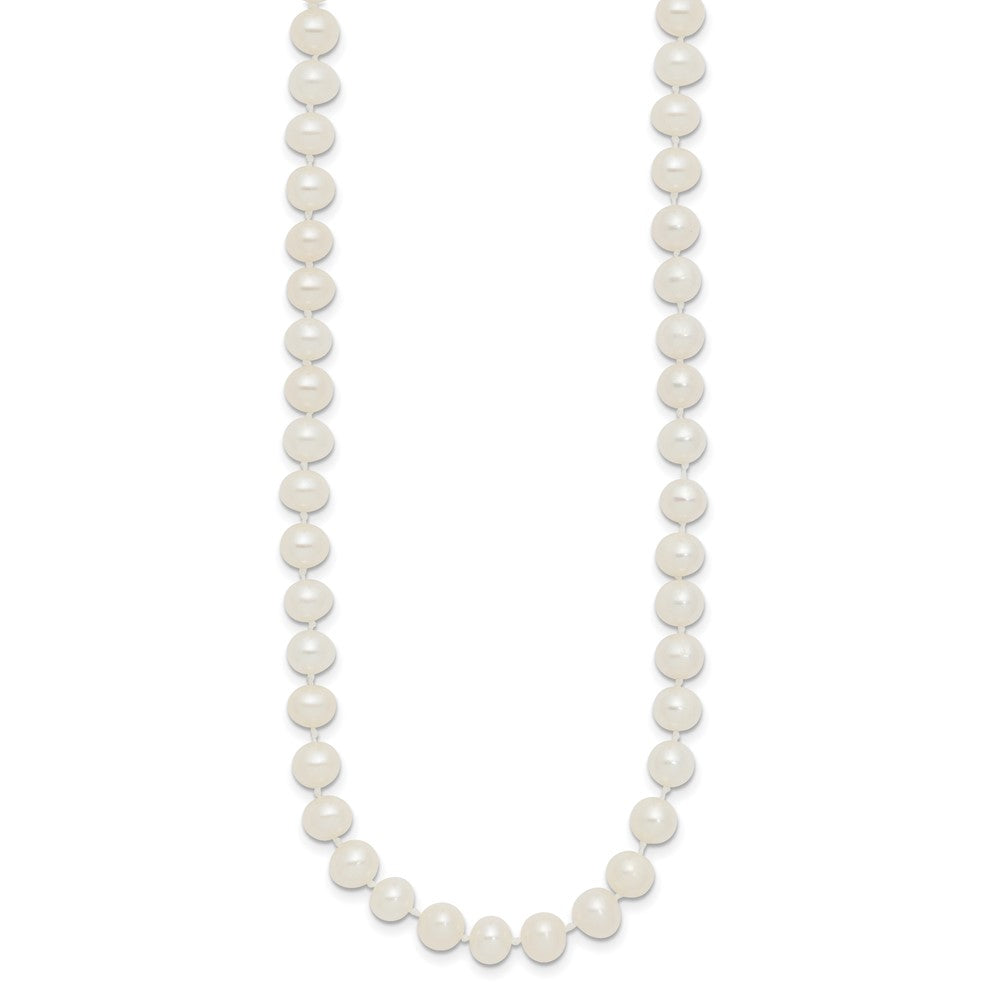 Sterling Silver Rhodium-plated 5-6mm White FWC Pearl Necklace