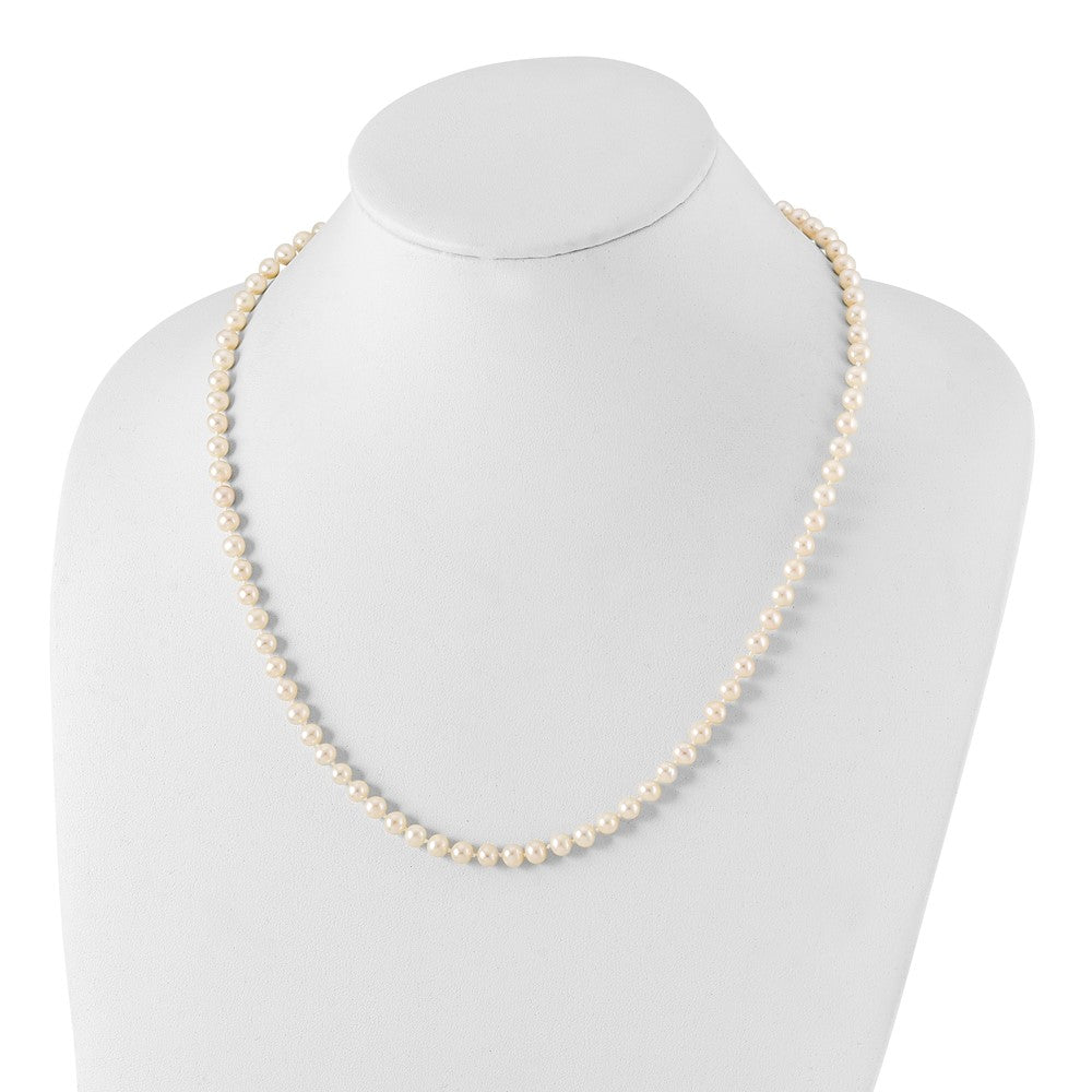 Sterling Silver Rhodium 5-6mm White FW Cultured Pearl Necklace