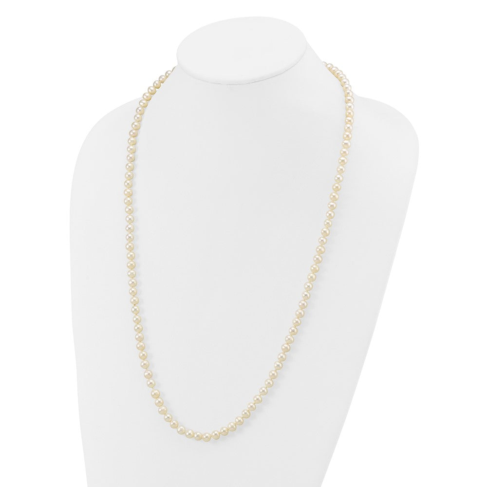 Sterling Silver Rhodium 5-6mm White Freshwater Cultured Pearl Necklace
