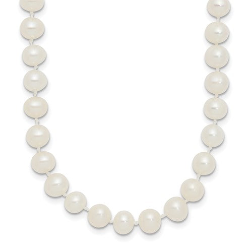 Sterling Silver Rhodium 5-6mm White FW Cultured Pearl Necklace