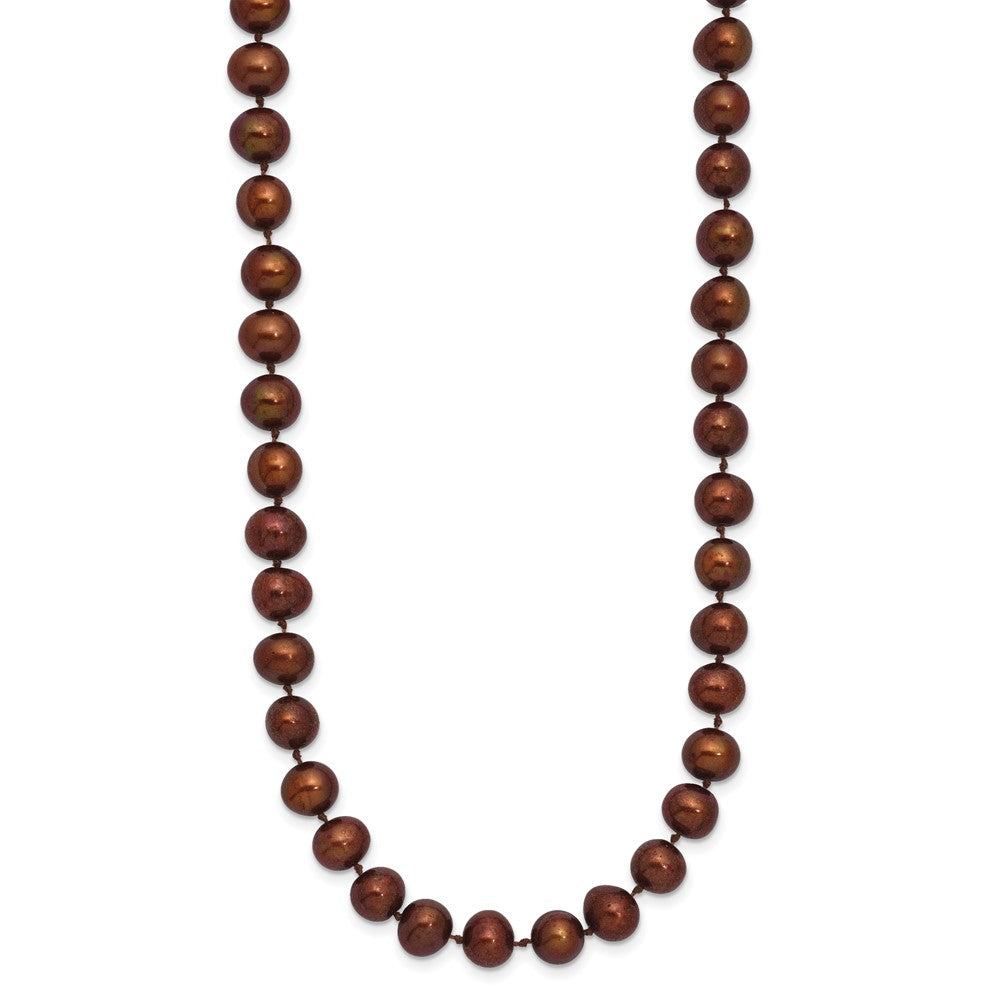 Sterling Silver Rhodium-plated 6-7mm Brown FWC Pearl Necklace