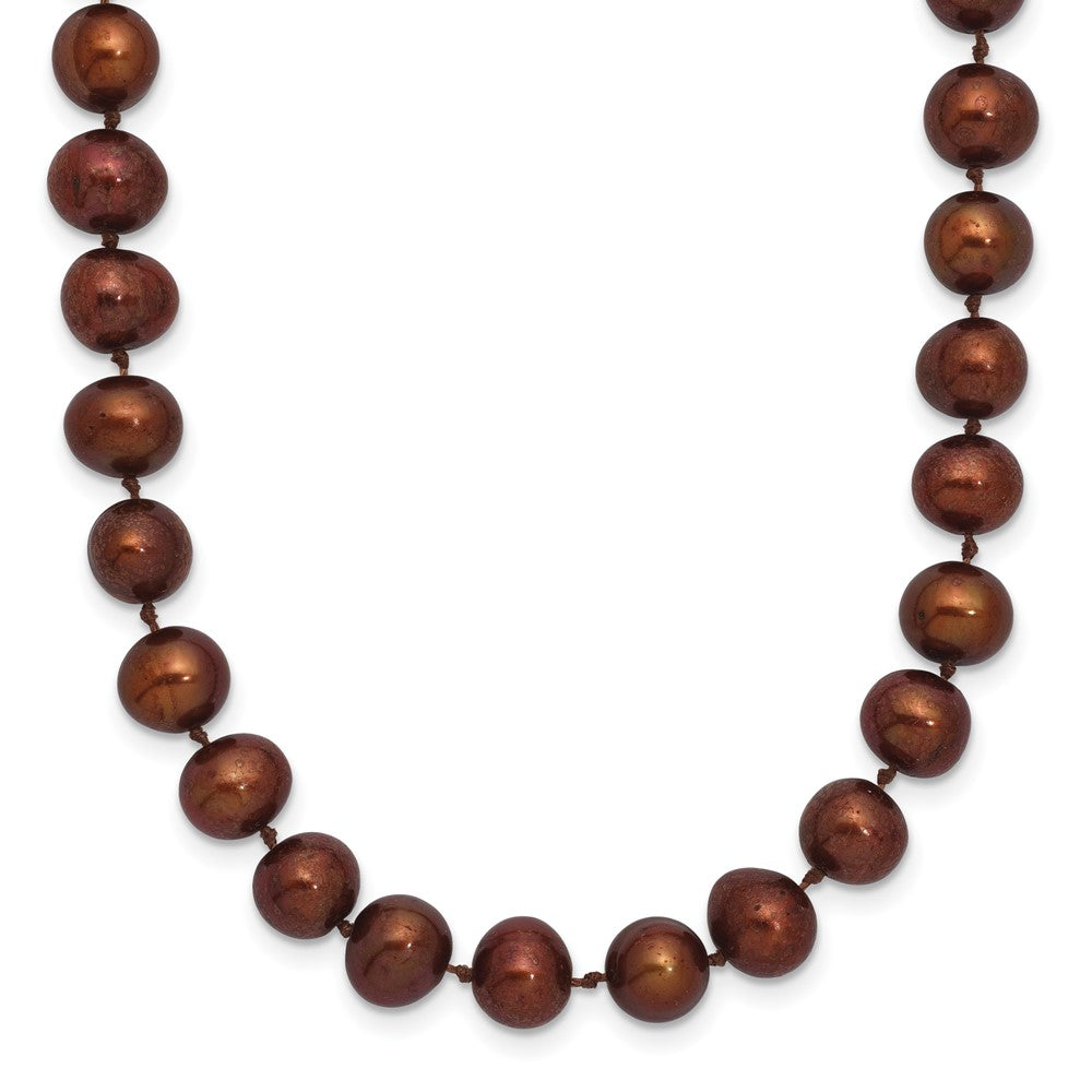 Sterling Silver Rhodium-plated 6-7mm Brown FWC Pearl Necklace