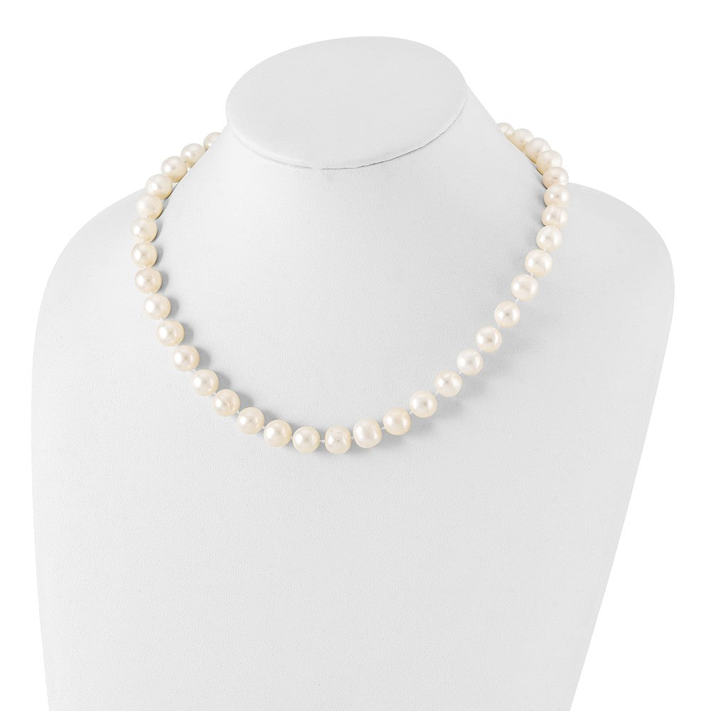 Sterling Silver Rhodium-plated 10-11mm White FW Cultured Pearl Necklace