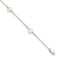 Sterling Silver RH-plated 5-6mm Freshwater Cultured Pearl Bracelet
