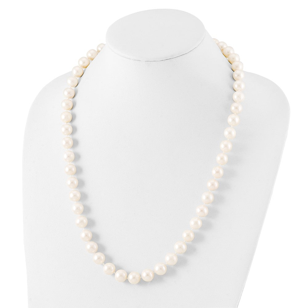 Sterling Silver Rhodium 11-12mm White FW Cultured Pearl Necklace