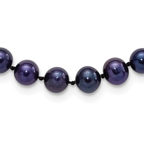 Sterling Silver Rhod-plated 6-7mm Black FWC Pearl Necklace