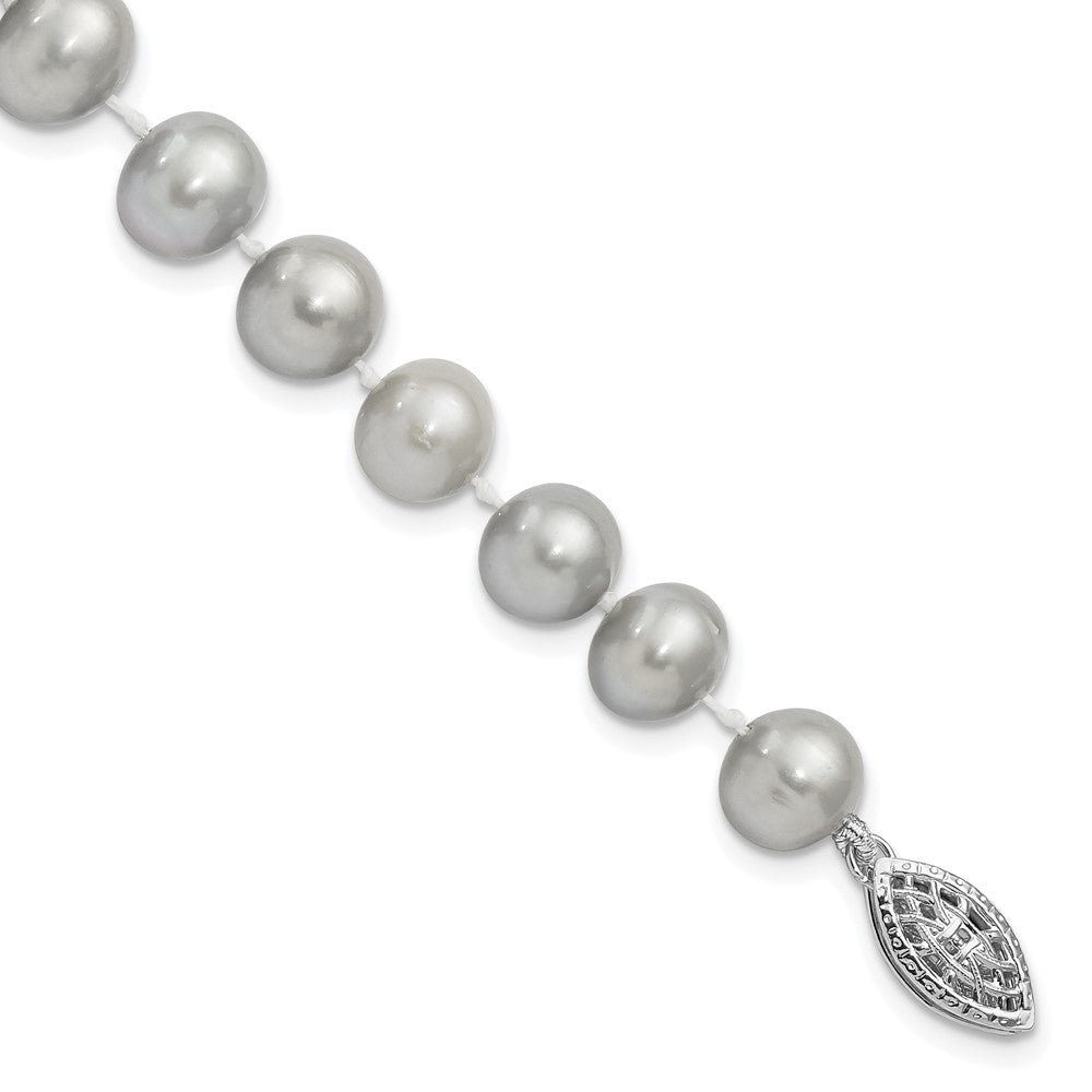 Sterling Silver Rhodium 7-8mm Grey FWC Pearl Bracelet