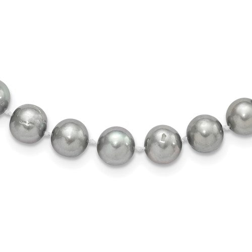 Sterling Silver Rhodium 8-9mm Grey FWC Pearl Necklace