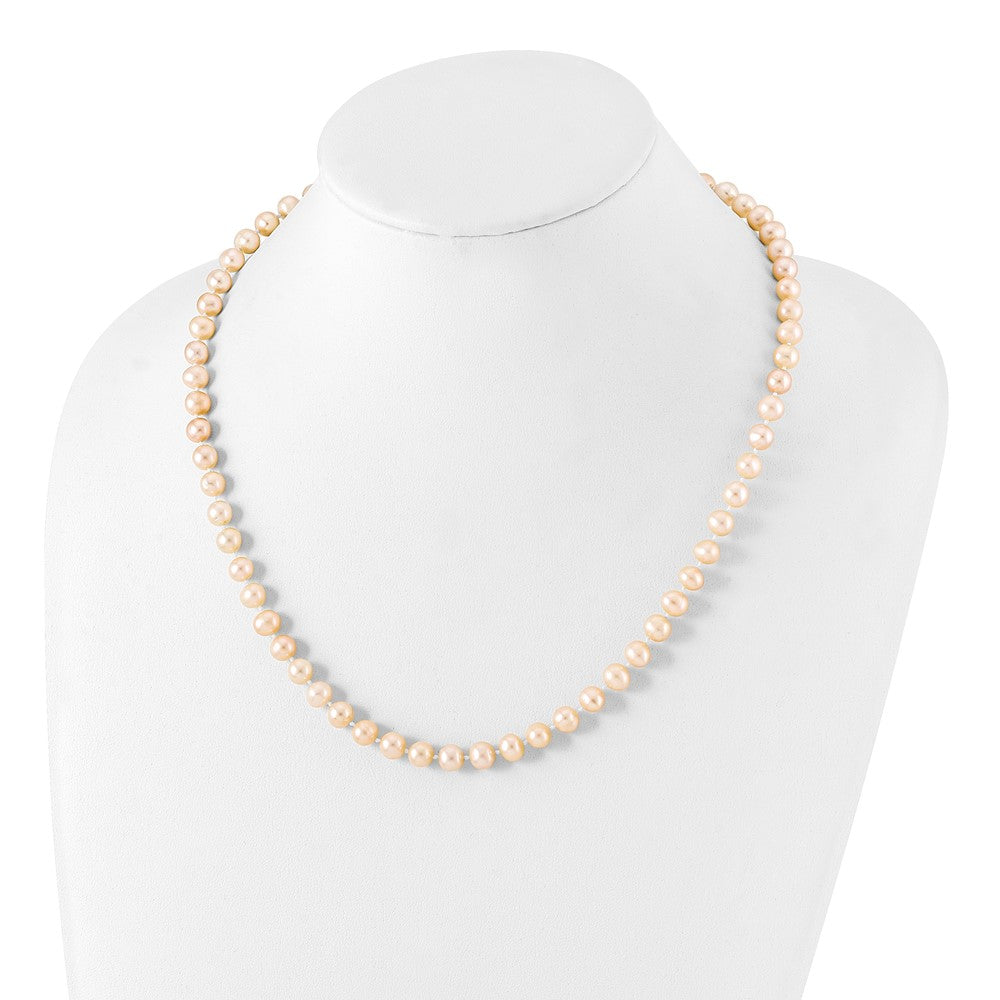 Sterling Silver Rhod-plated 6-7mm Pink FWC Pearl Necklace