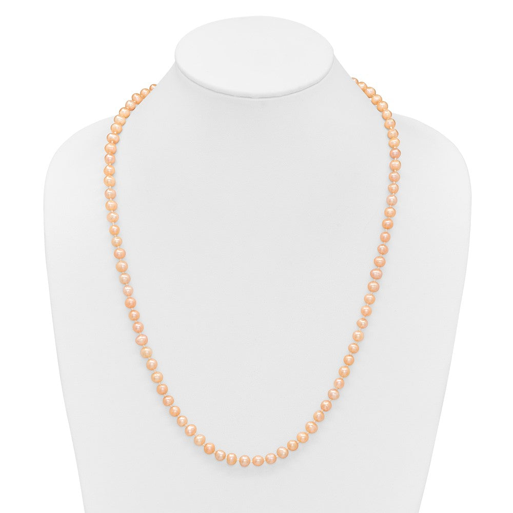 Sterling Silver Rhod-plated 6-7mm Pink FWC Pearl Necklace
