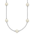 Sterling Silver Rhodium-plated 9 station FWC Pearl Chain Necklace