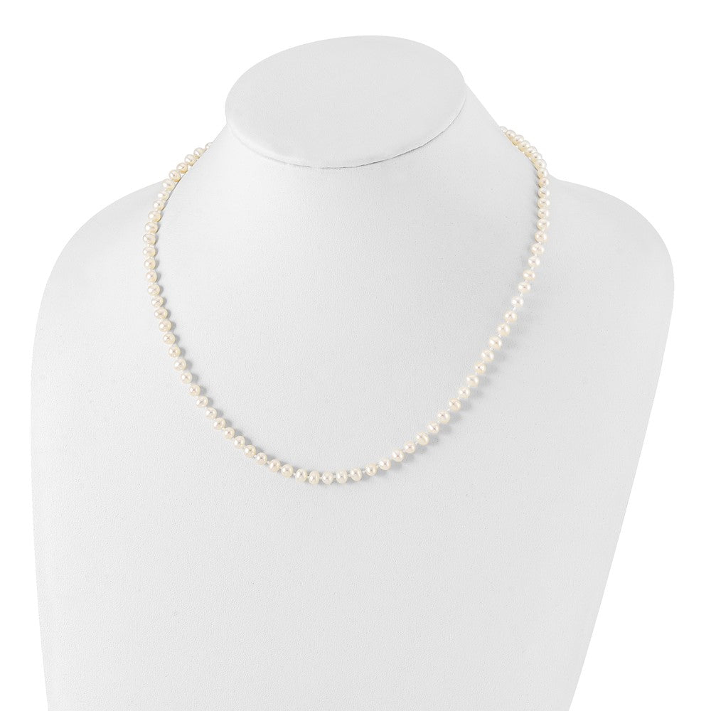 Sterling Silver Rhodium 4-5mm White FWC Pearl Necklace