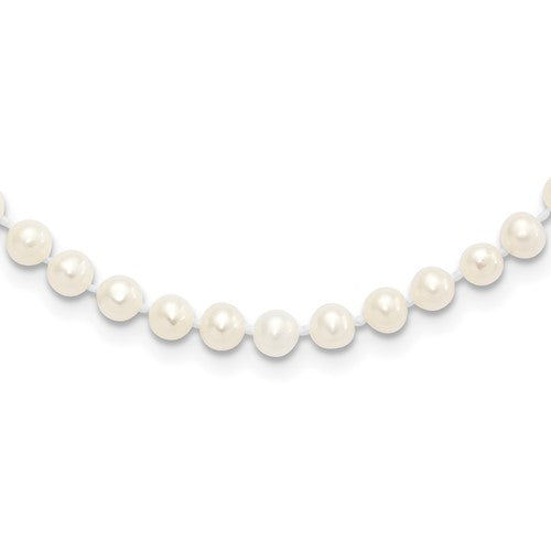 Sterling Silver Rhodium 4-5mm White FWC Pearl Necklace