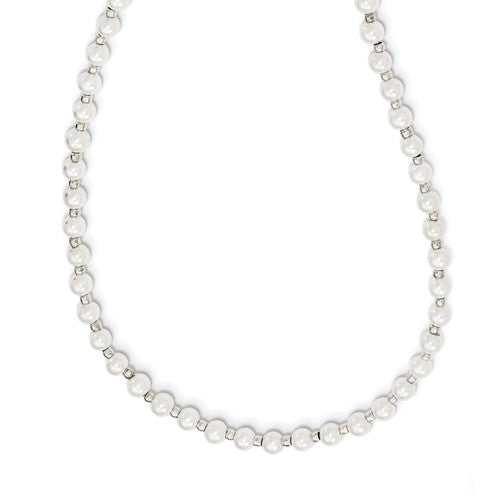 4-5mm White Imitation Shell Pearl with Glass Bead Eyewear Chain