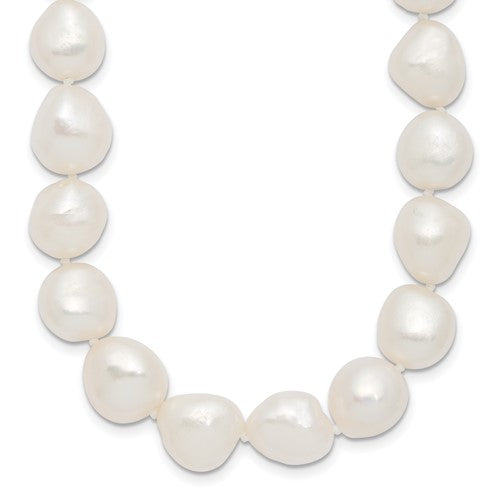 Sterling Silver RH 11-12mm White Baroque FWC Pearl Necklace