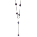 Sterling Silver Rhodium-plated 7-8mm Black FWC Pearl Adj Necklace