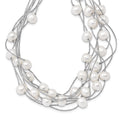 Sterling Silver RH 8-10mm White FWC Pearl Multi-strand Necklace