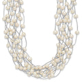 Sterling Silver RH 6-8mm White FWC Pearl Multi-strand Necklace