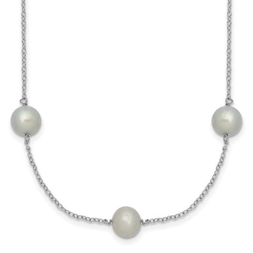 Sterling Silver RH 7-8mm Grey FWC Pearl 9 Station Necklace