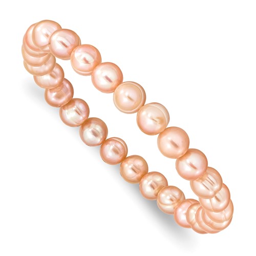 6-7mm Pink Semi-round Freshwater Cultured Pearl Stretch Bracelet