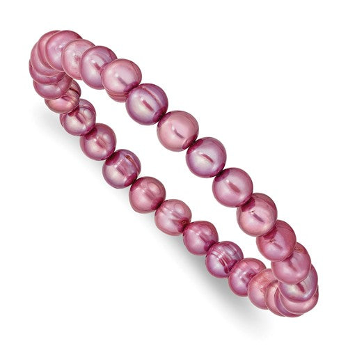 6-7mm Rose Semi-round Freshwater Cultured Pearl Stretch Bracelet