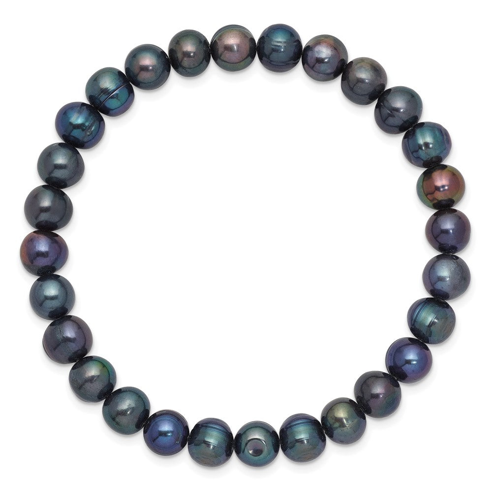 6-7mm Black Semi-round Freshwater Cultured Pearl Stretch Bracelet