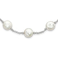 Sterling Silver Rh-pltd 12-13mm White Coin FWC Pearl 13-station Necklace