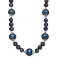 Sterling Silver Rh-plated 6-9mm Black FWC Pearl 5-station Necklace