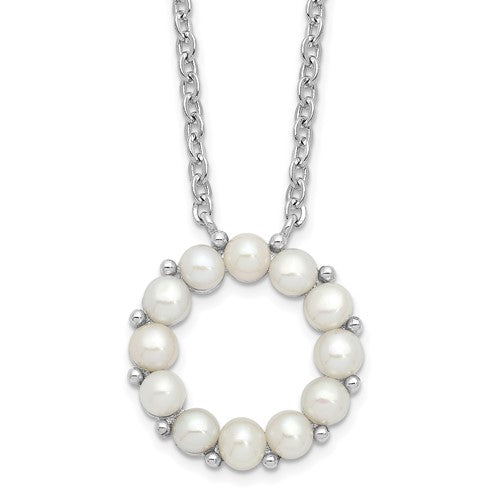 Sterling Silver Rhodium-plated 3-3.5mm FWC Pearl 1.75in ext Necklace