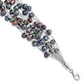 Sterling Silver Rh-pl 6-7mm Black Off-round FWC Pearl Multi-strand Bracelet