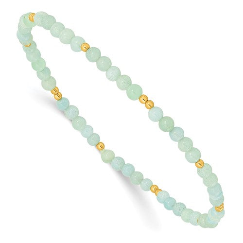 Sterling Silver Gold-plated 3mm Blue Quartz Stretch Bracelet