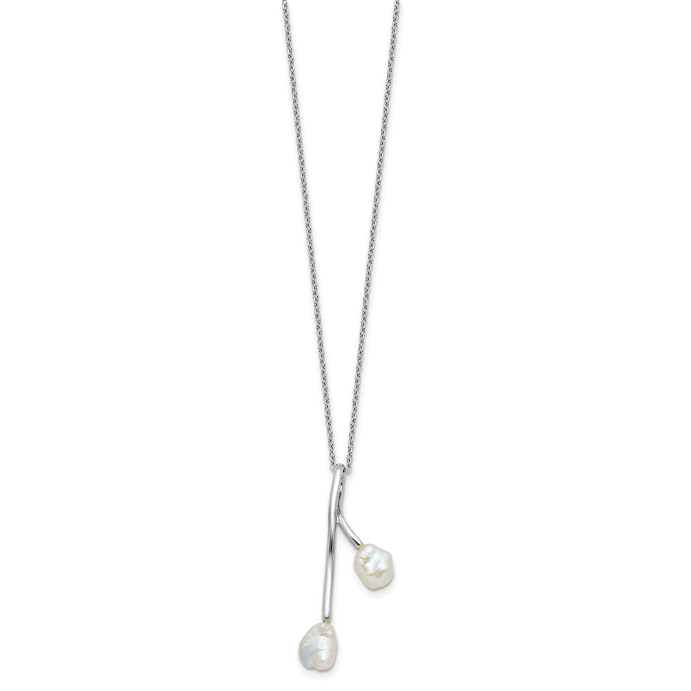 Sterling Silver Rhodium-plated 7-8mm Keshi FWC Pearl 17in Necklace