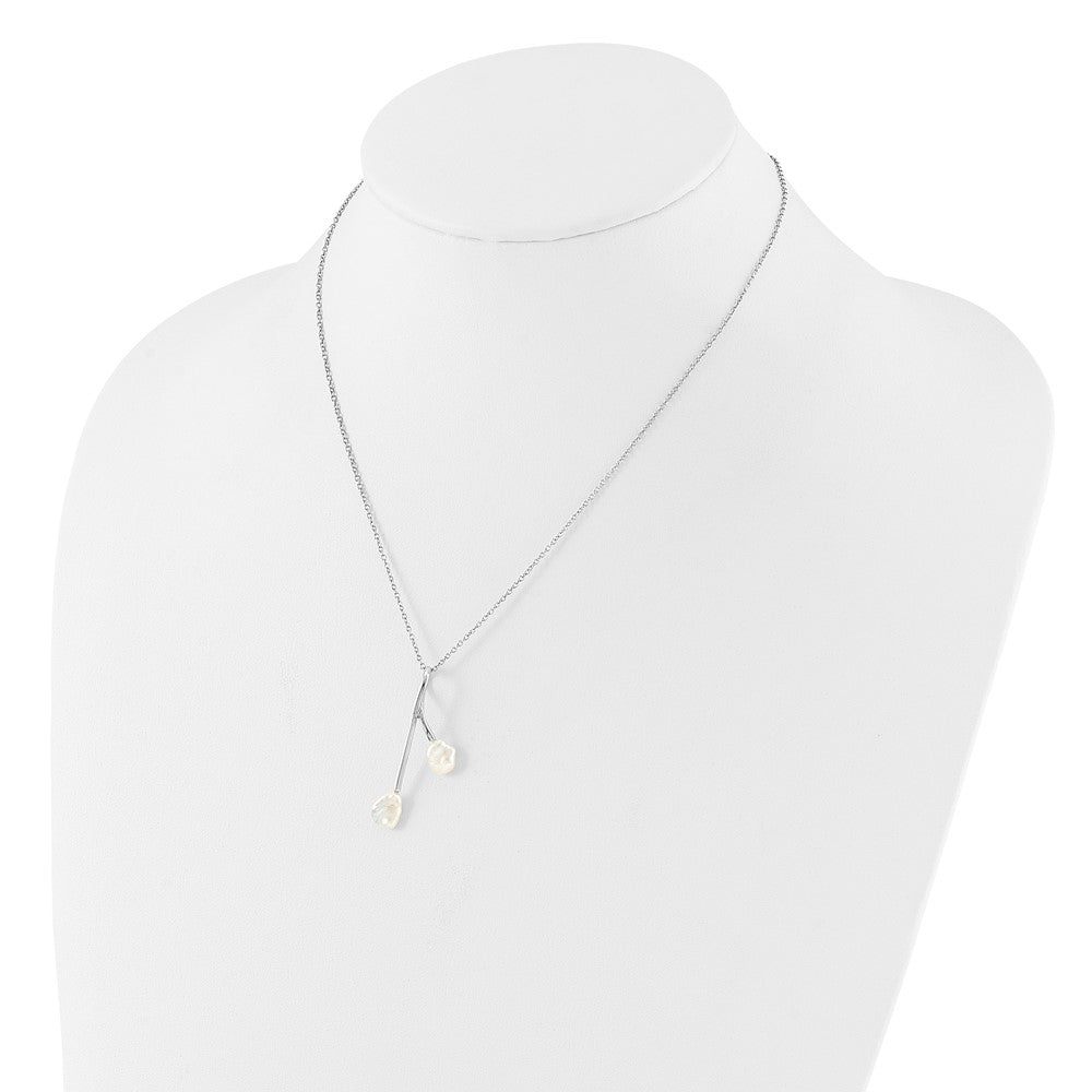 Sterling Silver Rhodium-plated 7-8mm Keshi FWC Pearl 17in Necklace
