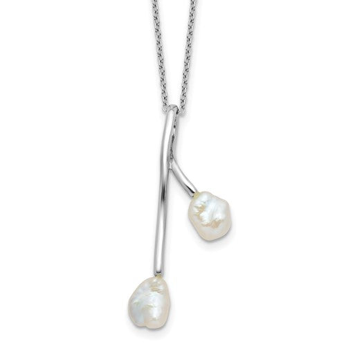 Sterling Silver Rhodium-plated 7-8mm Keshi FWC Pearl 17in Necklace