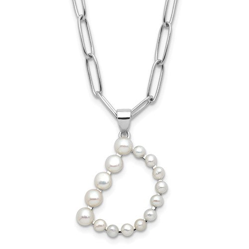 Sterling Silver RH-plated 3-5.5mm FWC Pearl LETTER D 18in Necklace
