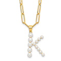 Sterling Silver Gold-plated 3-5.5mm FWC Pearl LETTER K 18in Necklace