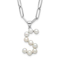 Sterling Silver RH-plated 3-5.5mm FWC Pearl LETTER S 18in Necklace