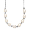 SS RH-plated Beaded 7.75x8mm FWC Pearl 16in w/ 2in Ext Necklace