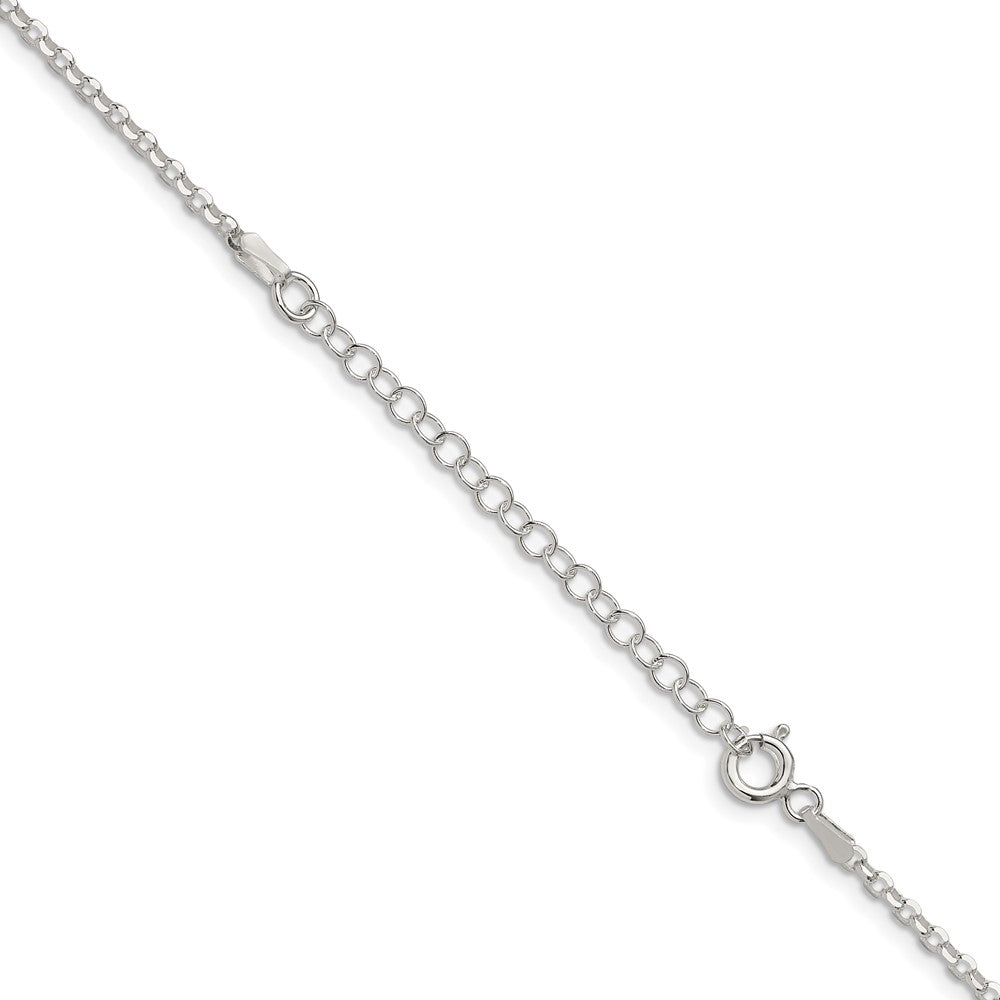 Sterling Silver 2.2mm Diamond-cut w/2in ext. Rolo Cable Chain