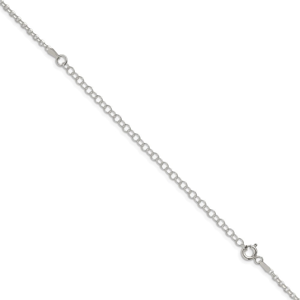 Sterling Silver 2.2mm Diamond-cut w/4in ext. Rolo Cable Chain
