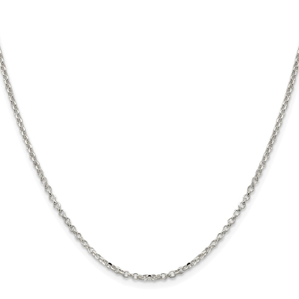 Sterling Silver Rh-plated 2.2mm Diamond-cut w/4in ext. Rolo Cable Chain