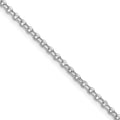 Sterling Silver Rh-plated 2.2mm Diamond-cut w/2in ext. Rolo Cable Chain