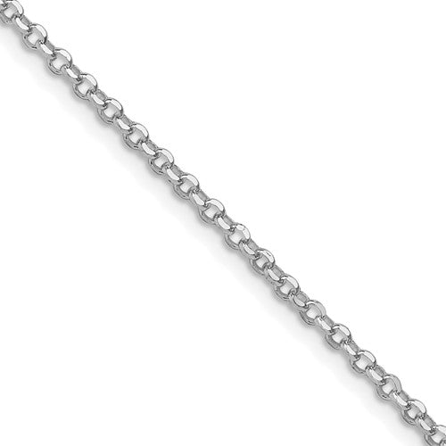 Sterling Silver Rh-plated 2.2mm Diamond-cut w/2in ext. Rolo Cable Chain