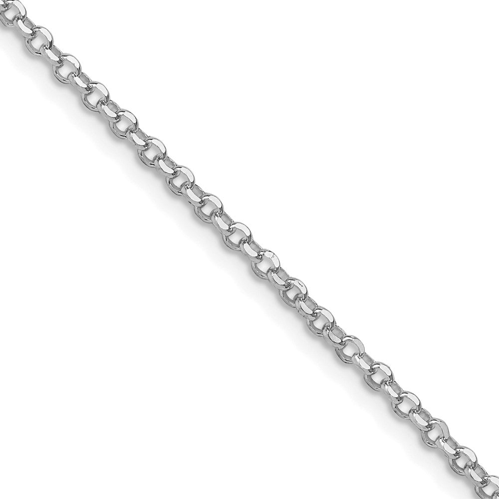 Sterling Silver Rh-plated 2.2mm Diamond-cut w/4in ext. Rolo Cable Chain
