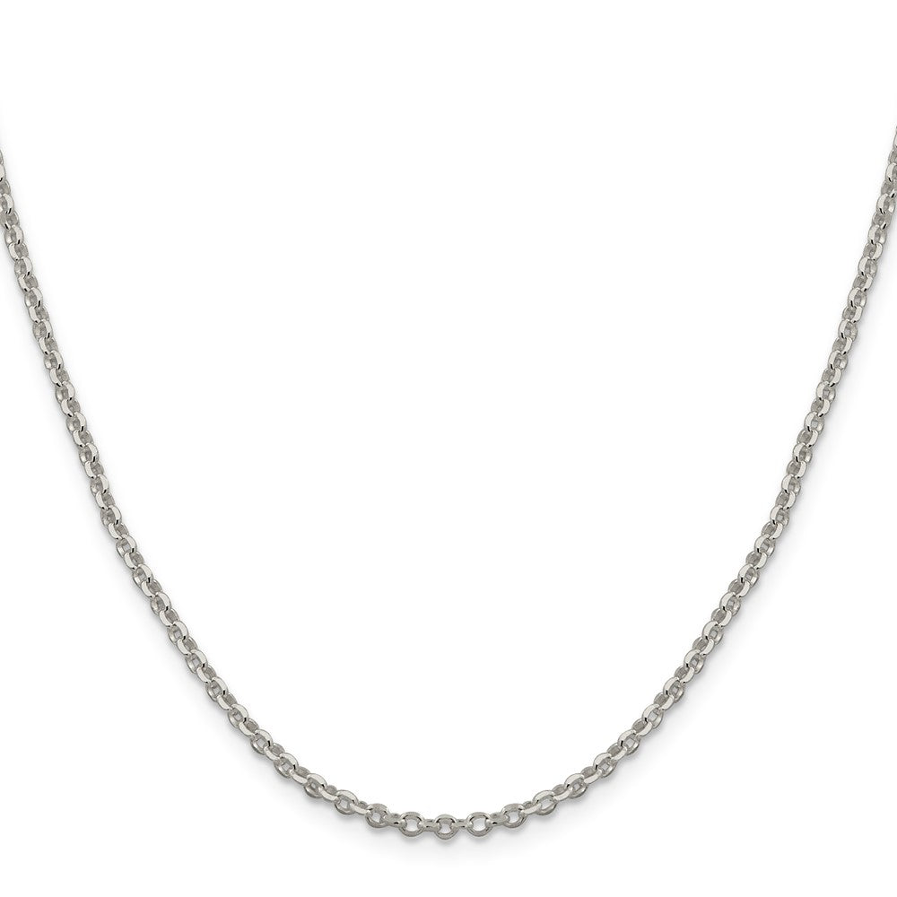 Sterling Silver 2.6mm Diamond-cut w/2in ext. Rolo Cable Chain