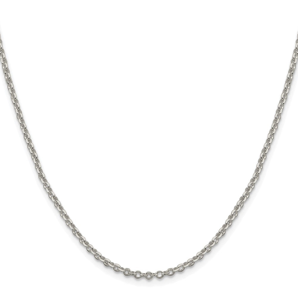 Sterling Silver Rh-plated 2.6mm Diamond-cut w/2in ext. Rolo Cable Chain
