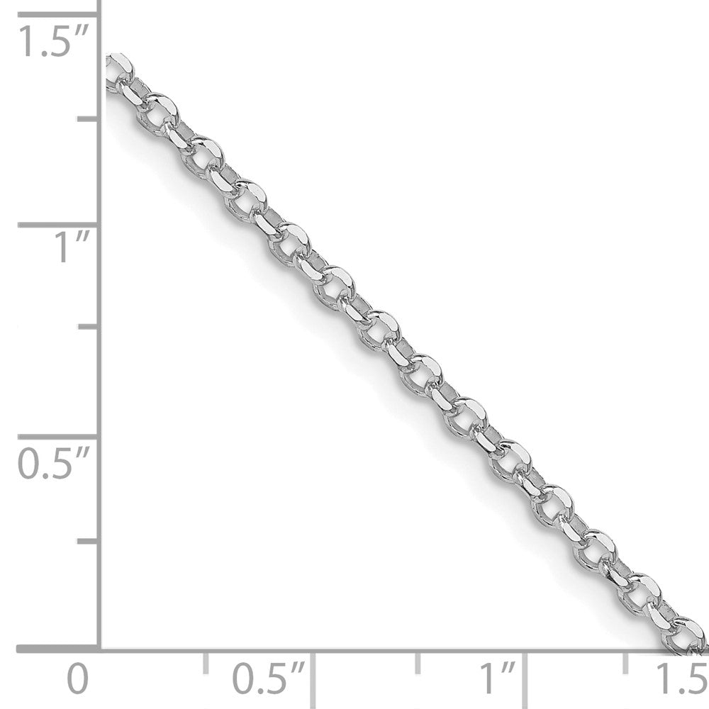 Sterling Silver Rh-plated 2.6mm Diamond-cut w/2in ext. Rolo Cable Chain
